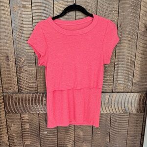 LATCHED MAMA coral ribbed nursing top